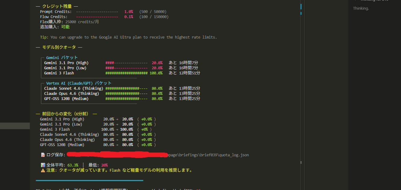 Quota Monitor V2 の実行結果