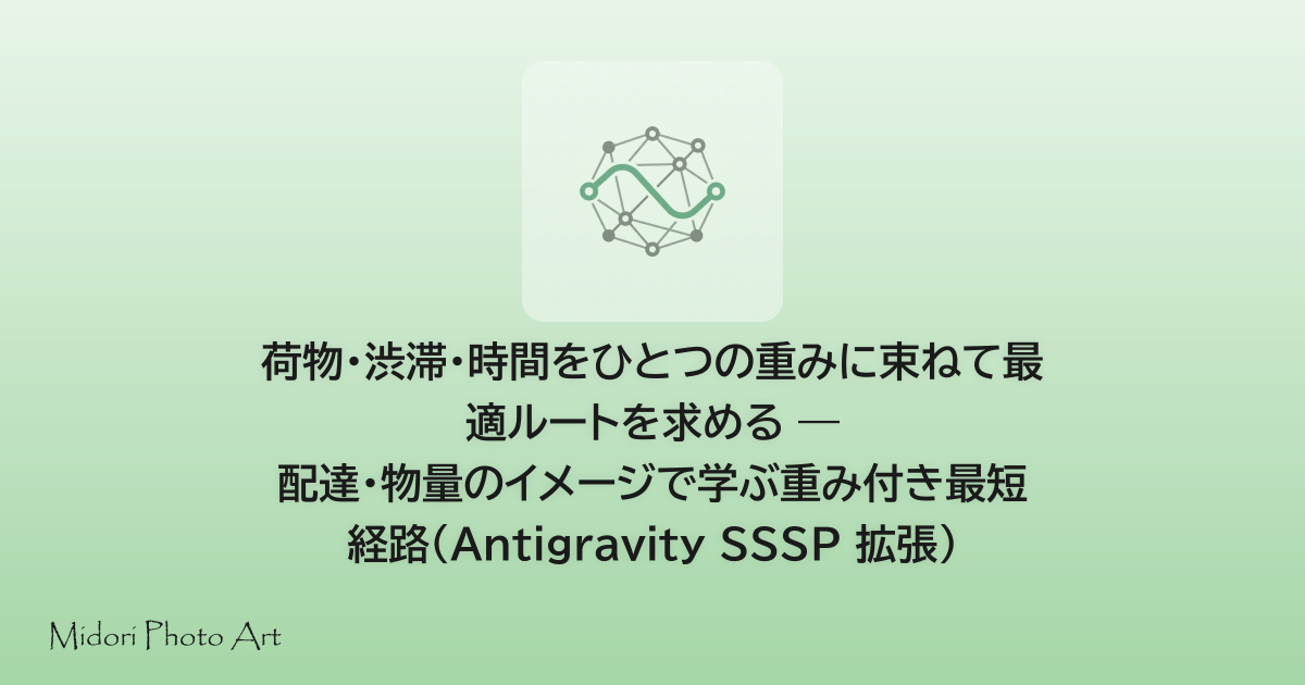 荷物・渋滞・時間をひとつの重みに束ねて最適ルートを求める — 配達・物量のイメージで学ぶ重み付き最短経路（Antigravity SSSP 拡張）
